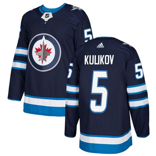 Adidas Men Winnipeg  Jets #5 Dmitry Kulikov Navy Blue Home Authentic Stitched NHL Jersey